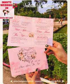 Alternative view of Thiệp cưới, báo hỷ, tân hôn, đám hỏi... giấy ánh kim trái tim trang nhã , Nhận in sl từ 100 tấm 🌷 InKute.com